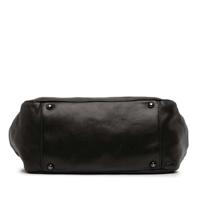 Chanel Lambskin Studded CC Accordion Flap Black Leather Very good condition - Inside View