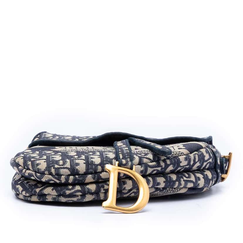 Dior Oblique Embroidered Canvas Saddle Bag Blue Canvas Very good condition - Inside View
