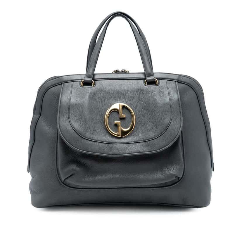 Gucci Leather 1973 Top Handle Oversized Travel Bag Grey Leather Very good condition - Front View