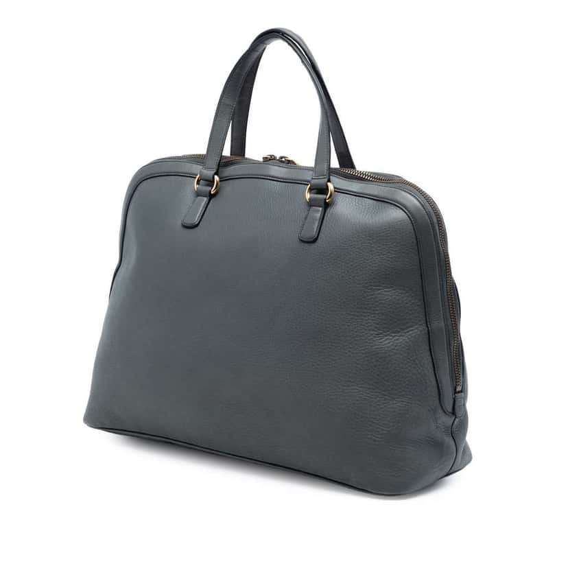 Gucci Leather 1973 Top Handle Oversized Travel Bag Grey Leather Very good condition - Back View