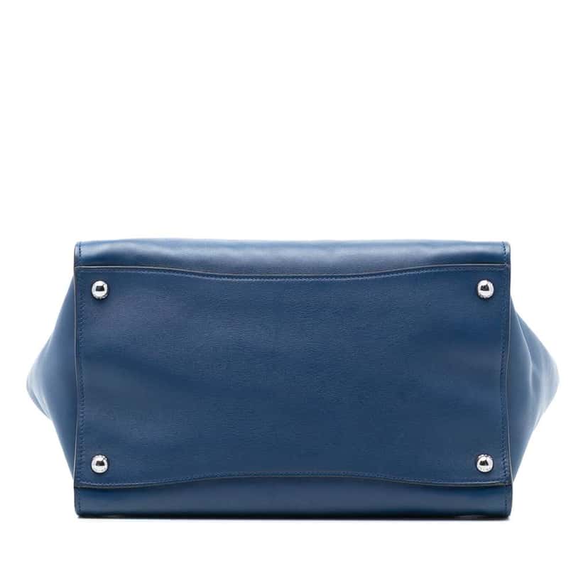 Prada Glace Calf Twin Pocket Double Handle Satchel Blue Leather Good condition - Inside View