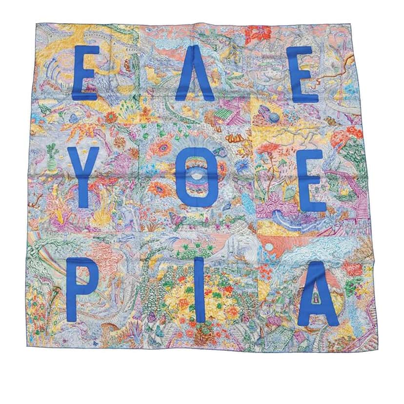 Hermès Eleftheria Silk Scarf 140 Blue Silk Good condition - Front View