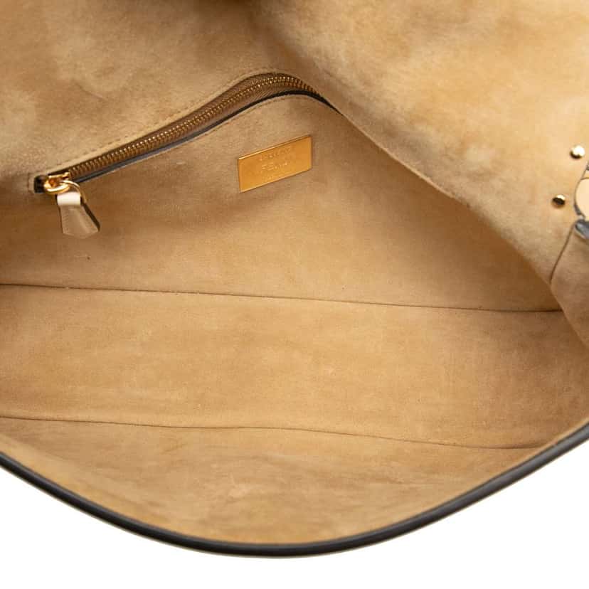 Fendi Leather Metal Stitch Baguette Satchel Brown Leather Good condition - Model View