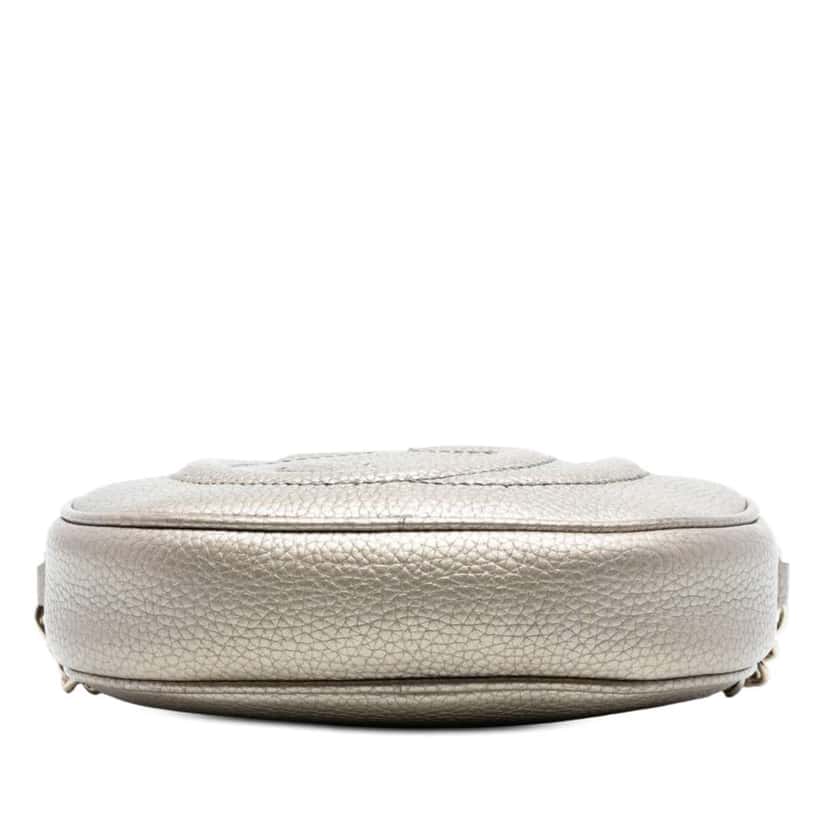 Gucci Mini Metallic Pebbled Calfskin Soho Chain Crossbody Silver Leather Very good condition - Inside View