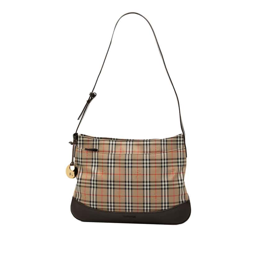 Burberry Haymarket Check Canvas Shoulder Bag Brown Canvas Very good condition - Front View