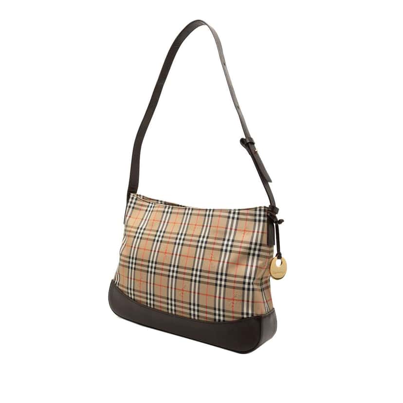 Burberry Haymarket Check Canvas Shoulder Bag Brown Canvas Very good condition - Back View