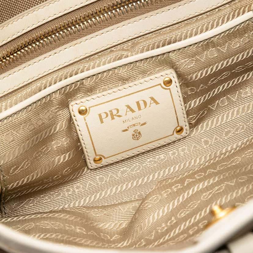 Prada Canvas Canapa Logo Bow Satchel Brown Canvas Very good condition - Box View
