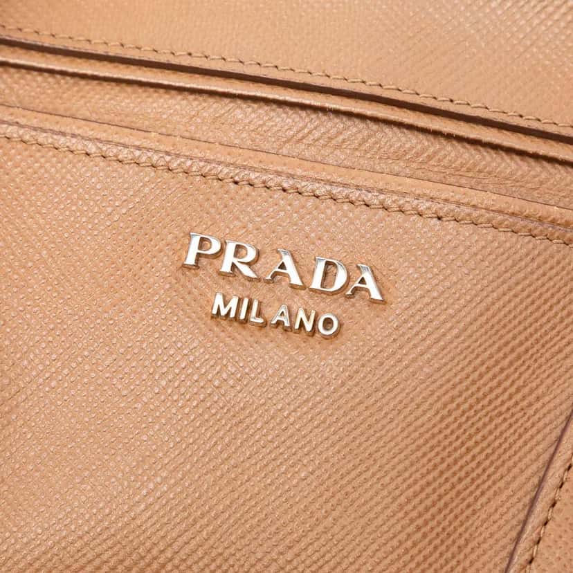 Prada Large Saffiano Cuir Double Zip Top Handle Bag Brown Leather Very good condition - Box View