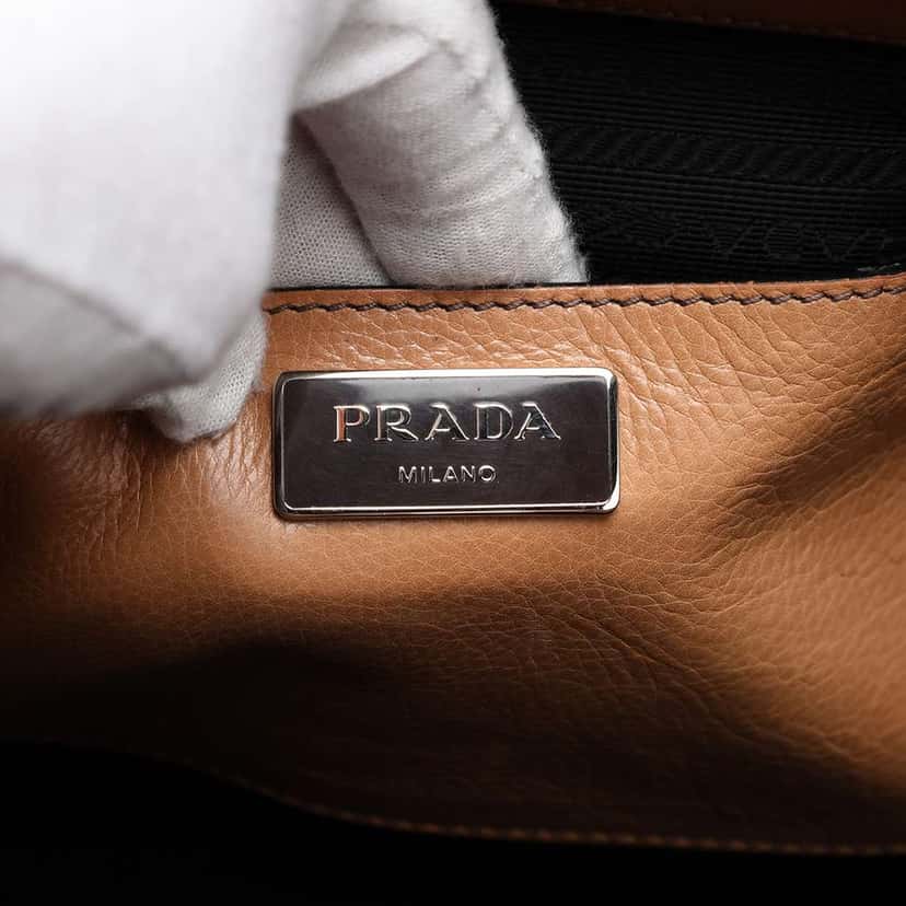 Prada Glace Calf Twin Pocket Satchel Brown Leather Very good condition - Box View