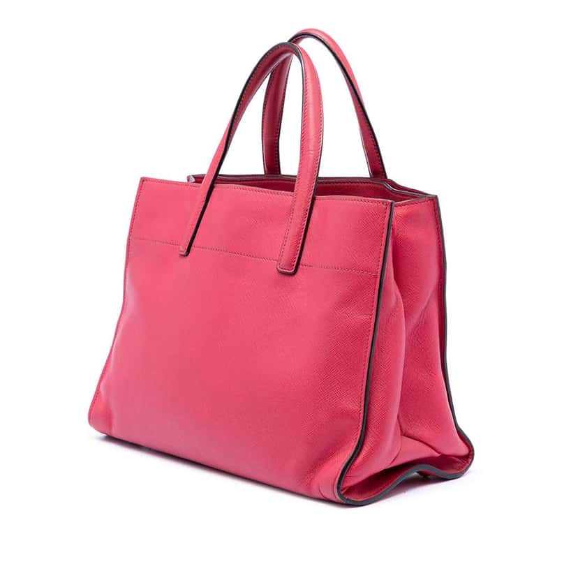 Prada Saffiano Soft Triple Pocket Tote Pink Leather Very good condition - Back View