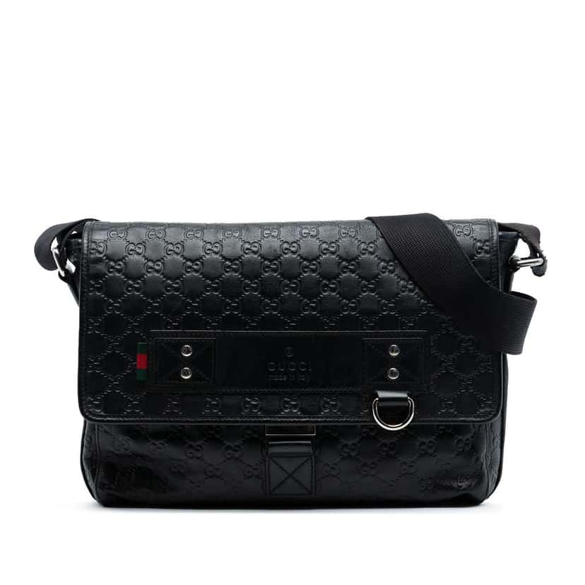 Gucci Guccissima Web Crossbody Black Leather Very good condition - Front View