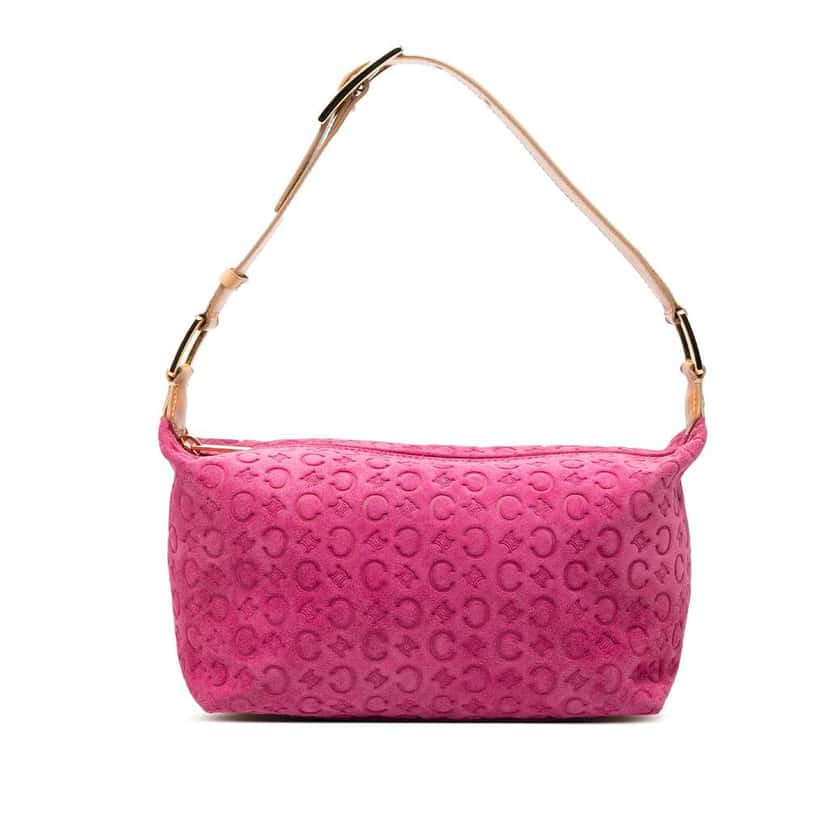 Celine C Macadam Suede Shoulder Bag Pink Leather Very good condition - Front View