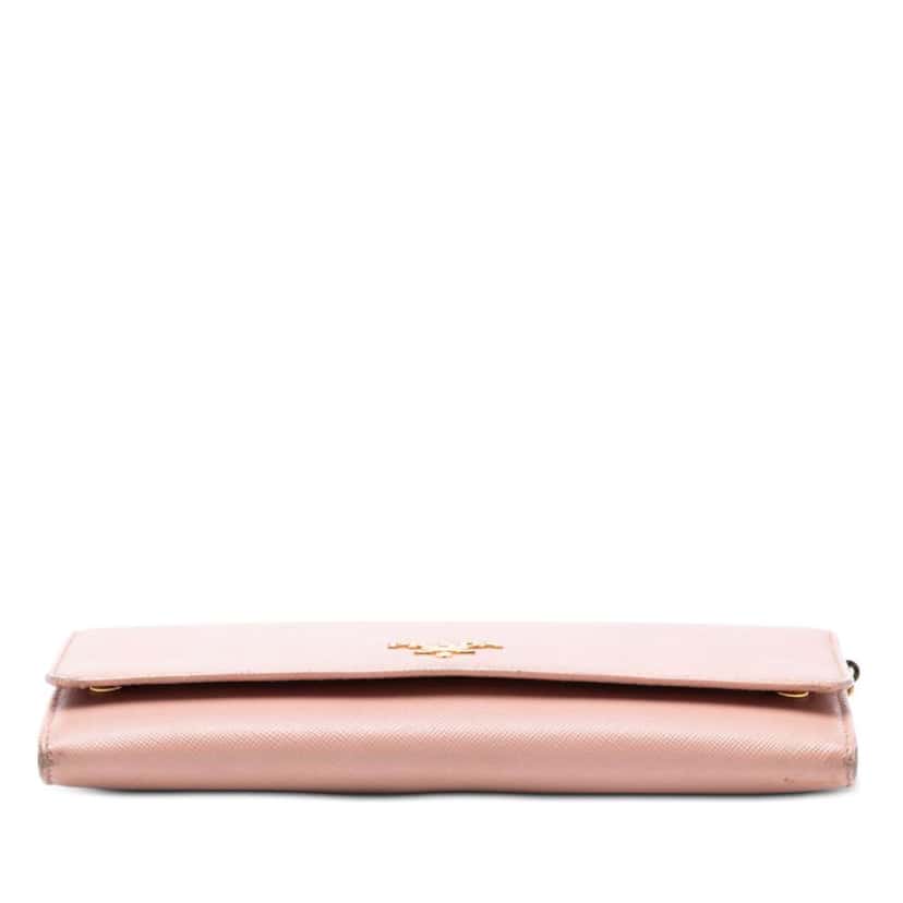 Prada Saffiano Wallet On Chain Pink Leather Very good condition - Inside View