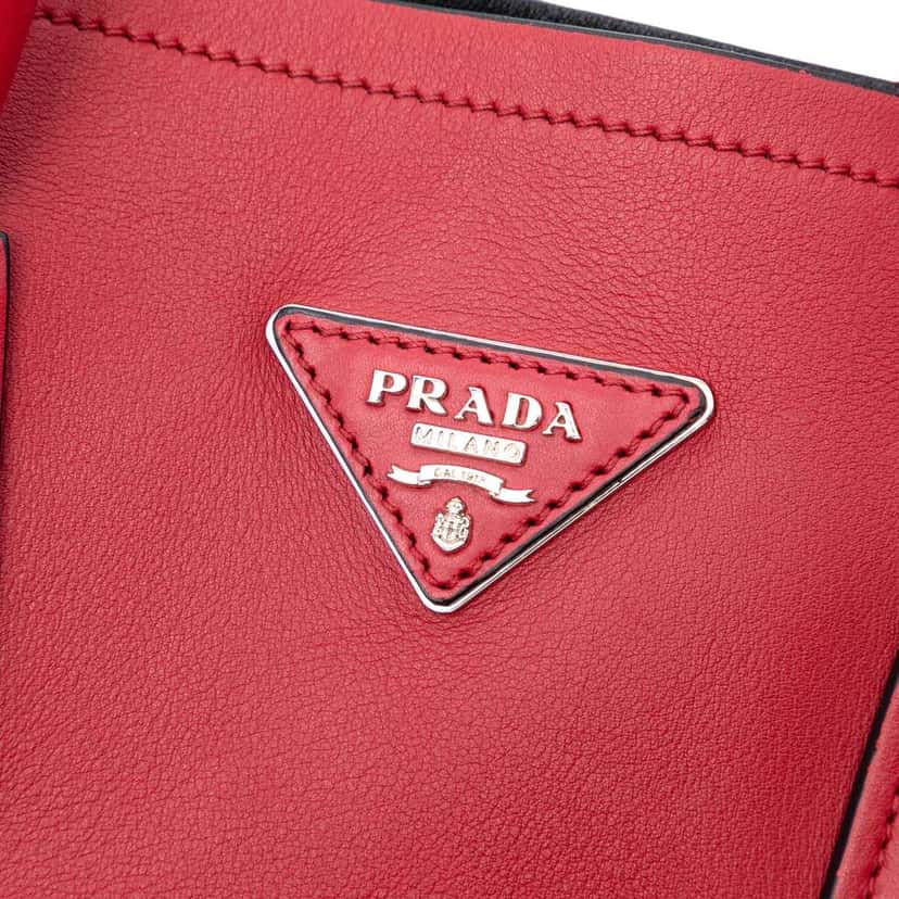 Prada Large Saffiano Cuir Double Satchel Red Leather Very good condition - Box View
