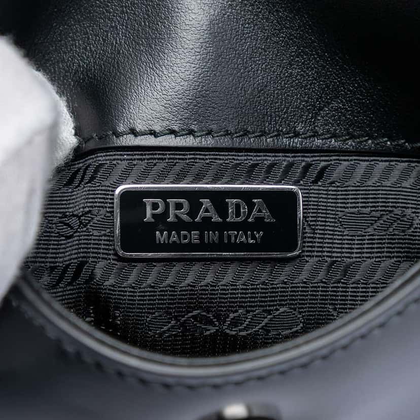 Prada Mini Brushed Leather Cleo Flap Black Leather Very good condition - Box View
