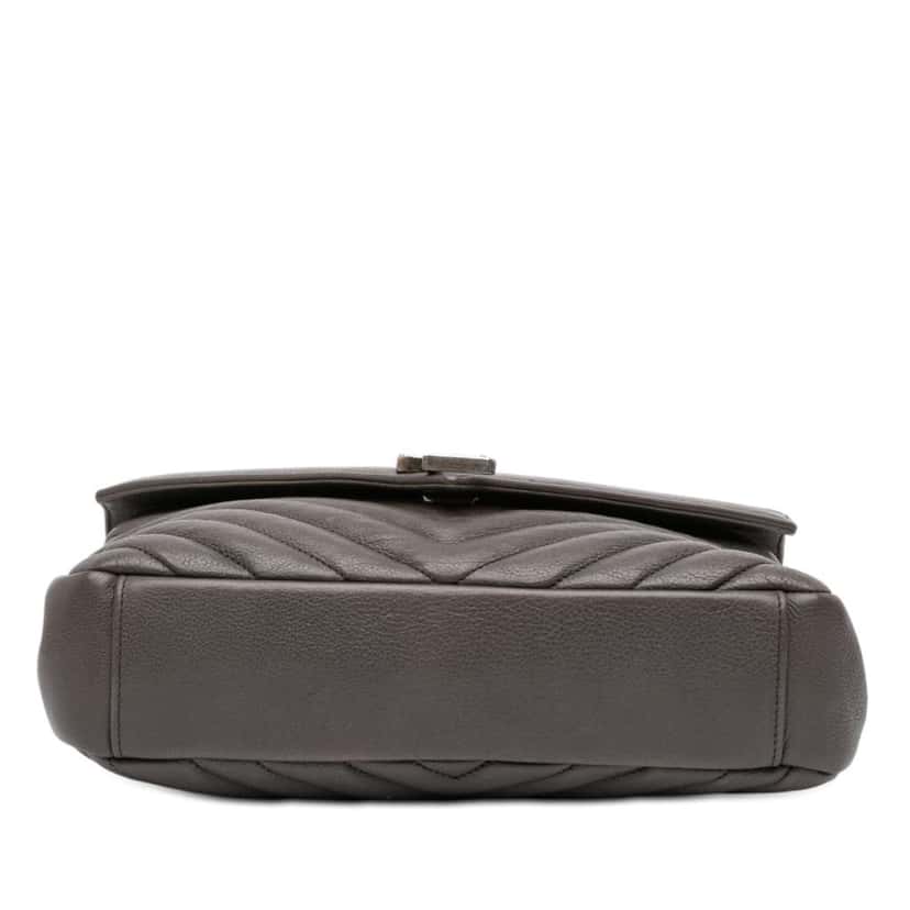 Saint Laurent Medium Chevron Sheepskin Monogram College Satchel Grey Leather Very good condition - Inside View