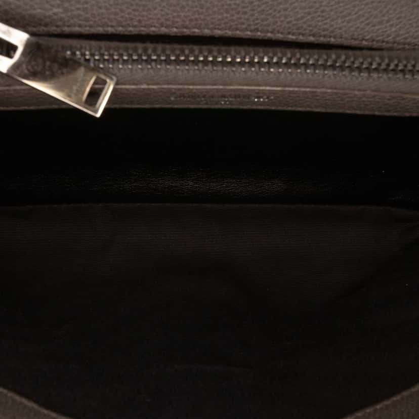 Saint Laurent Medium Chevron Sheepskin Monogram College Satchel Grey Leather Very good condition - Model View