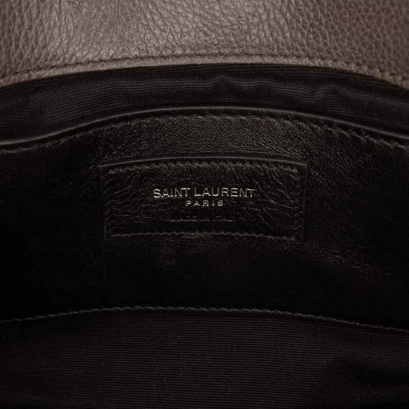Saint Laurent Medium Chevron Sheepskin Monogram College Satchel Grey Leather Very good condition - Box View