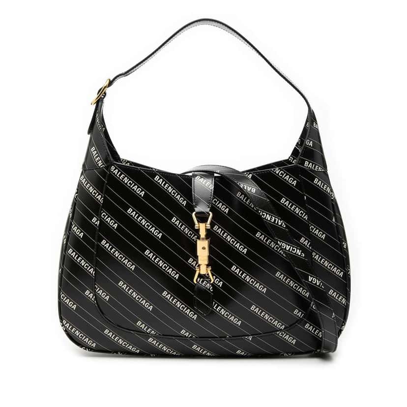 Gucci Balenciaga The Hacker Project Medium Calfskin Jackie 1961 Crossbody Black Leather Very good condition - Front View