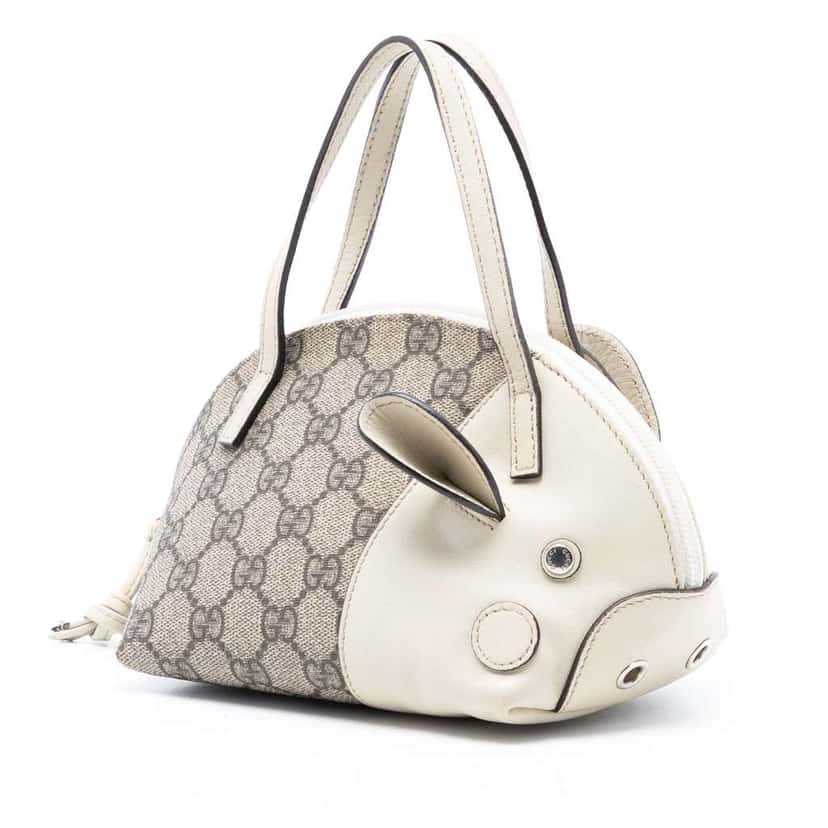 Gucci GG Supreme Zoo Handbag Brown Canvas Very good condition - Back View