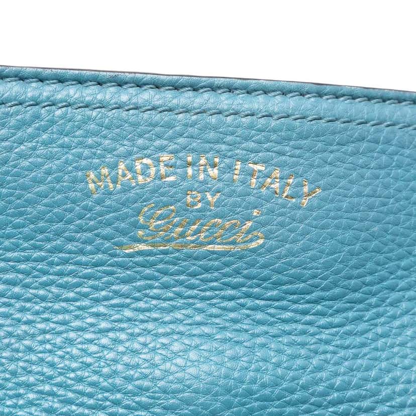 Gucci Medium Calfskin Bamboo Shopper Satchel Blue Leather Very good condition - Box View