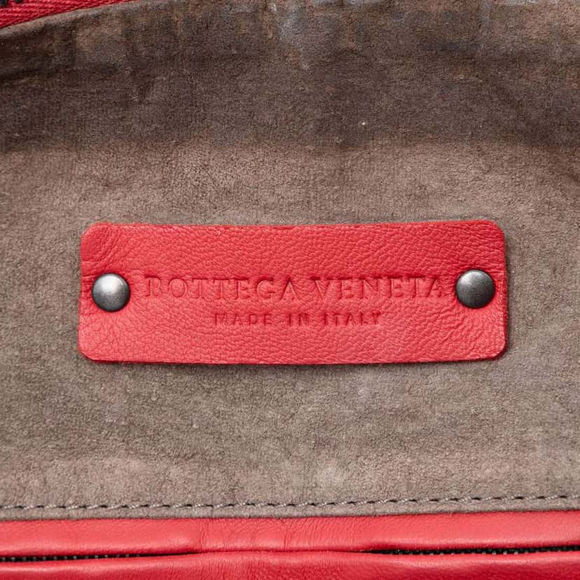Bottega Veneta Nappa Intrecciato Satchel Red Leather Good condition - Box View