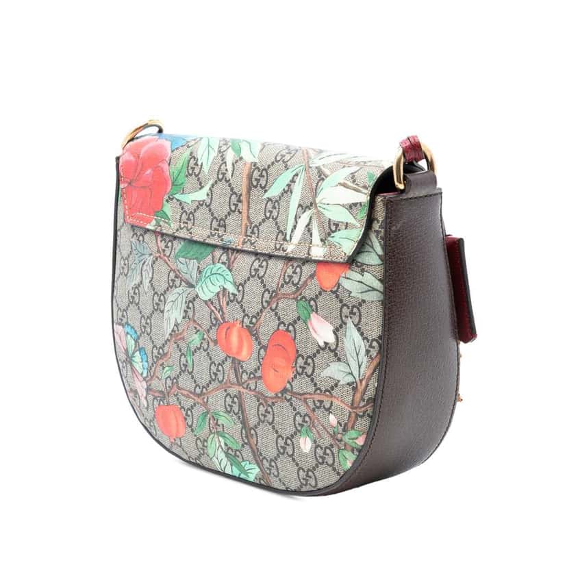 Gucci GG Supreme Web Padlock Tian Paint Crossbody Brown Canvas Very good condition - Back View