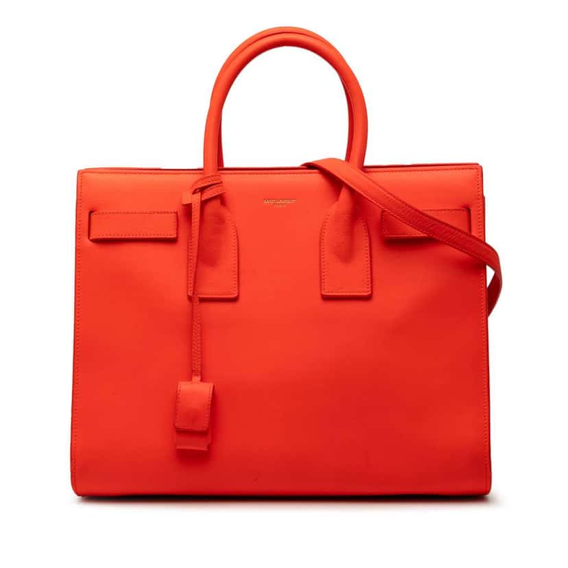 Saint Laurent Small Leather Sac De Jour Satchel Orange Leather Good condition - Front View