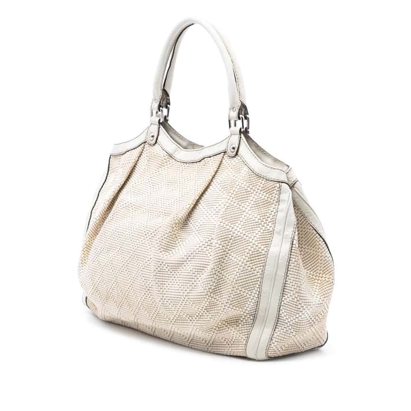 Gucci Large Diamante Raffia Sukey Tote Brown Very good condition - Back View