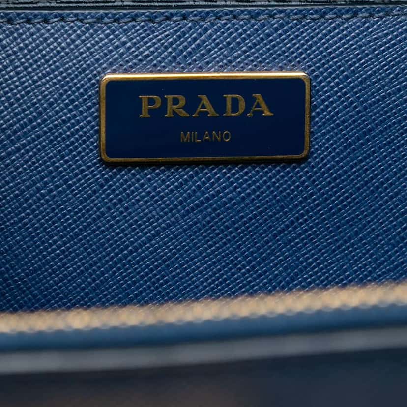 Prada Medium Saffiano Lux Galleria Double Zip Satchel Blue Leather Very good condition - Box View