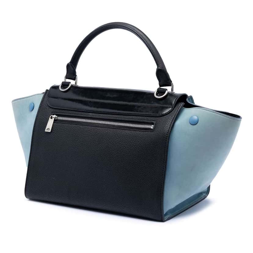 Celine Small Bicolor Leather Trapeze Satchel Black Leather Very good condition - Back View