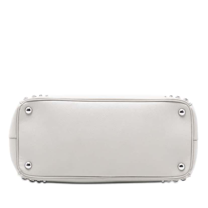 Prada Medium Saffiano Lux Studded Crystal Galleria Double Zip Satchel Grey Leather Very good condition - Inside View