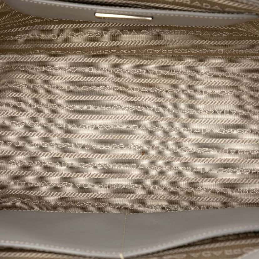 Prada Medium Saffiano Lux Studded Crystal Galleria Double Zip Satchel Grey Leather Very good condition - Model View