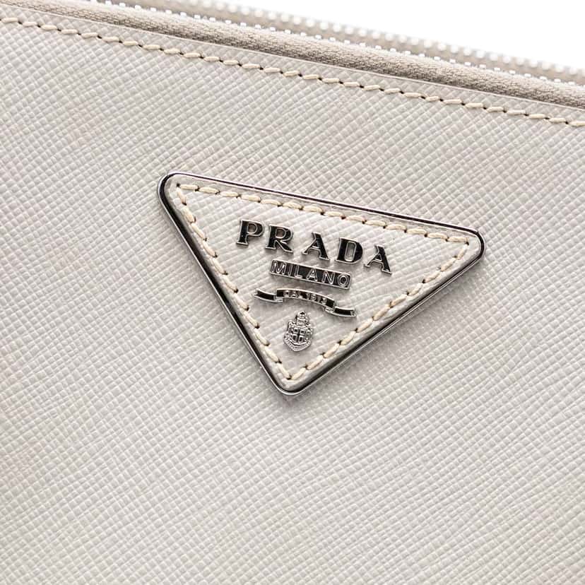 Prada Medium Saffiano Lux Studded Crystal Galleria Double Zip Satchel Grey Leather Very good condition - Box View