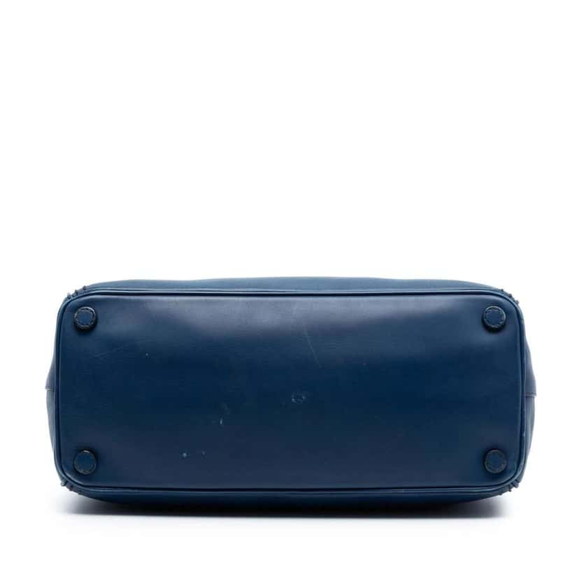 Prada Medium City Calf Hand Stitched Galleria Double Zip Satchel Blue Leather Good condition - Inside View