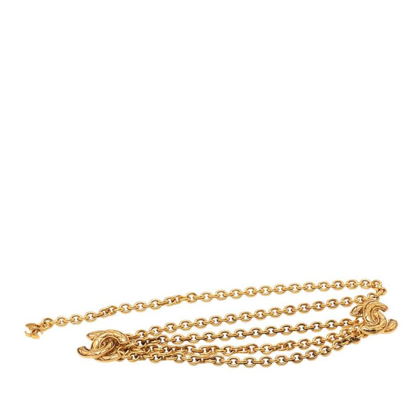 Chanel Gold Plated CC Triple Chain Belt Gold Metal Very good condition - Front View