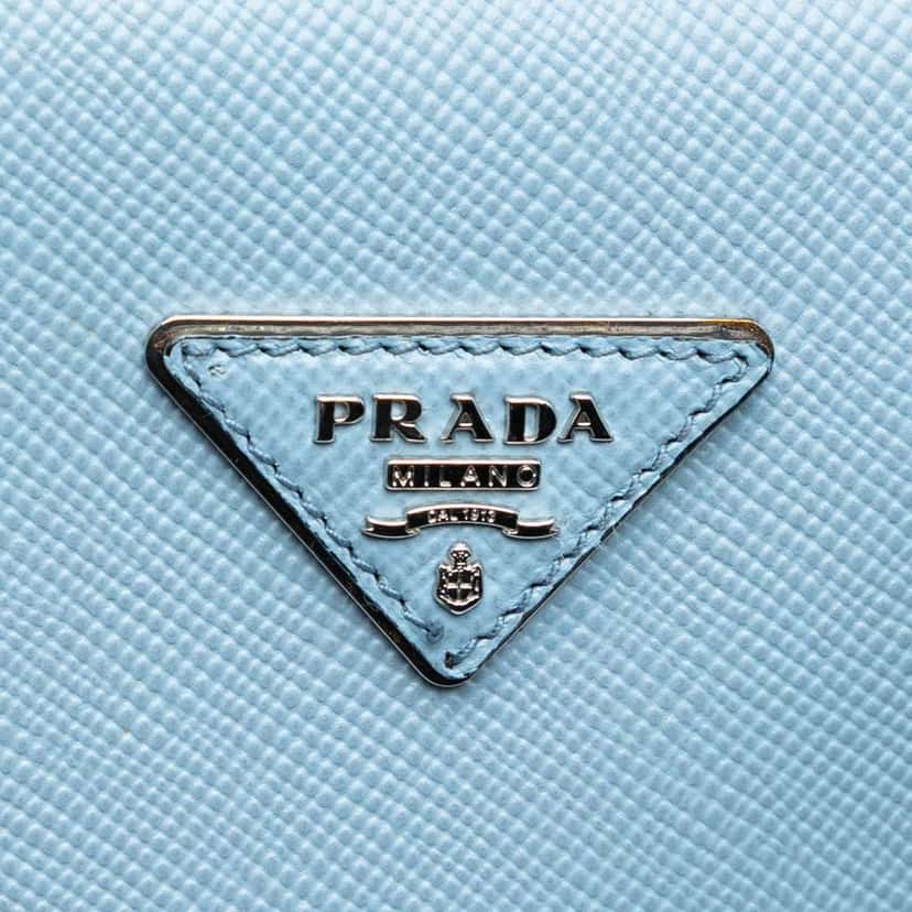 Prada Saffiano Cuir Turnlock Twin Satchel Blue Leather Very good condition - Box View