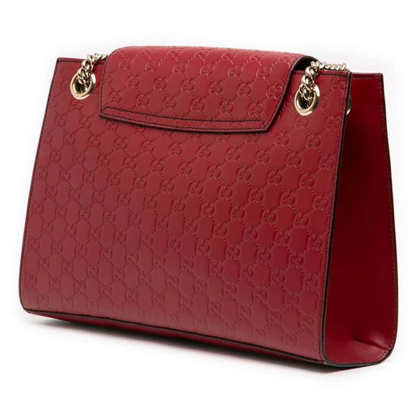 Gucci Large Guccissima Emily Shoulder Bag Red Leather Very good condition - Back View