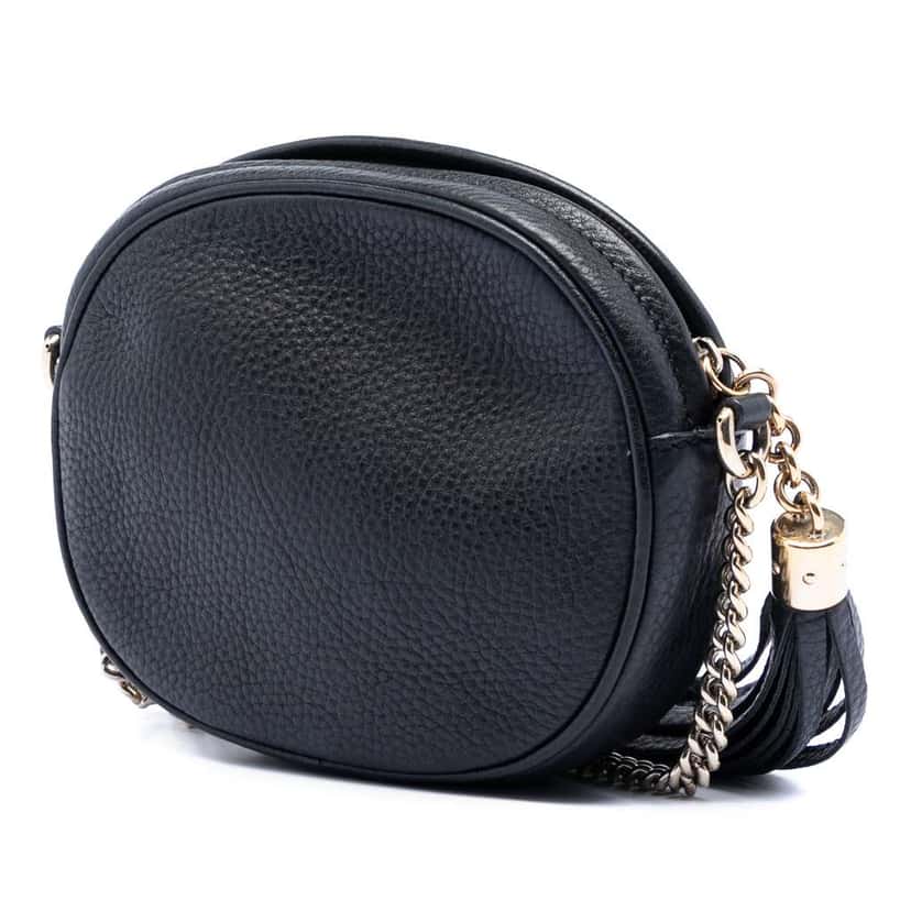 Gucci Mini Pebbled Calfskin Soho Chain Crossbody Black Leather Very good condition - Back View