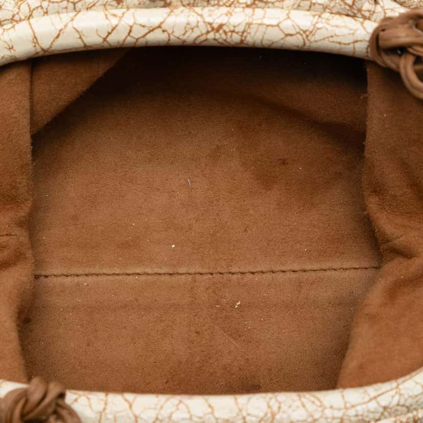 Bottega Veneta Crackled Calfskin The Mini Pouch Crossbody Brown Leather Very good condition - Model View