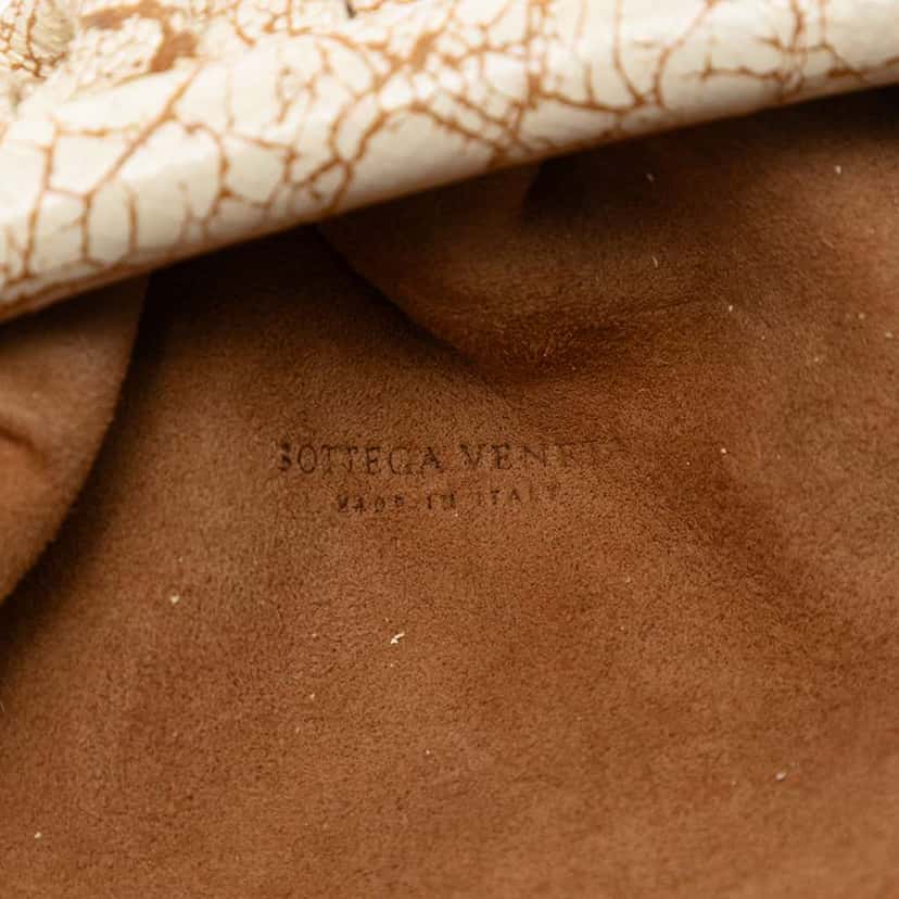 Bottega Veneta Crackled Calfskin The Mini Pouch Crossbody Brown Leather Very good condition - Box View