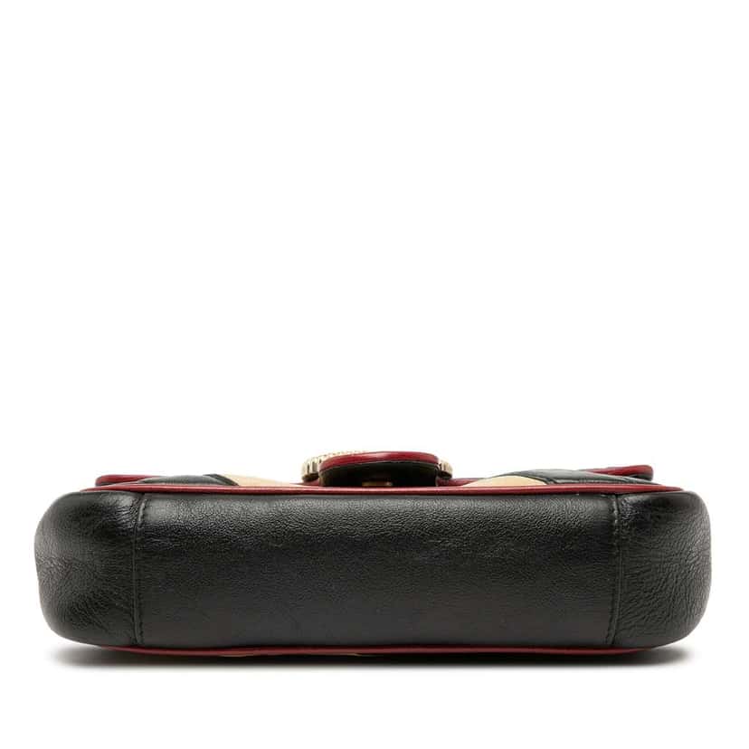 Gucci Small GG Marmont Matelasse Diagonal Leather Torchon Shoulder Bag Brown Leather Good condition - Inside View