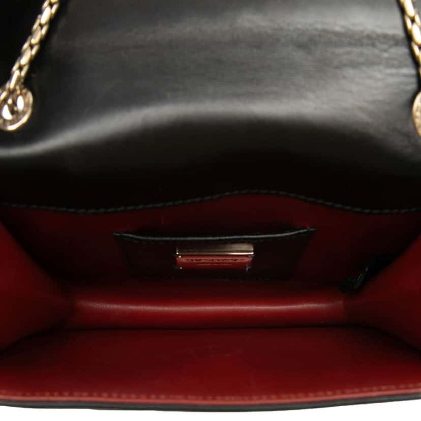 Bvlgari Small Studded Leather Laser Cut Square Serpenti Forever Chain Crossbody Black Leather Very good condition - Model View