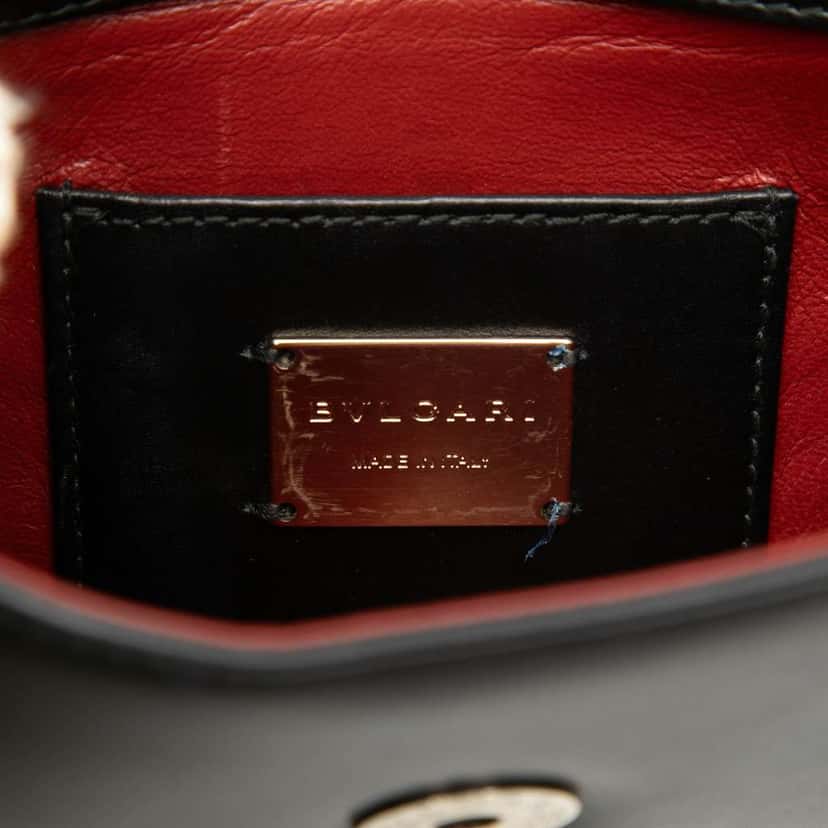 Bvlgari Small Studded Leather Laser Cut Square Serpenti Forever Chain Crossbody Black Leather Very good condition - Box View