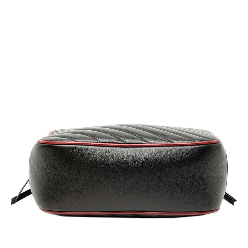 Gucci Small GG Marmont Matelasse Diagonal Leather Torchon Bamboo Satchel Black Leather Very good condition - Inside View