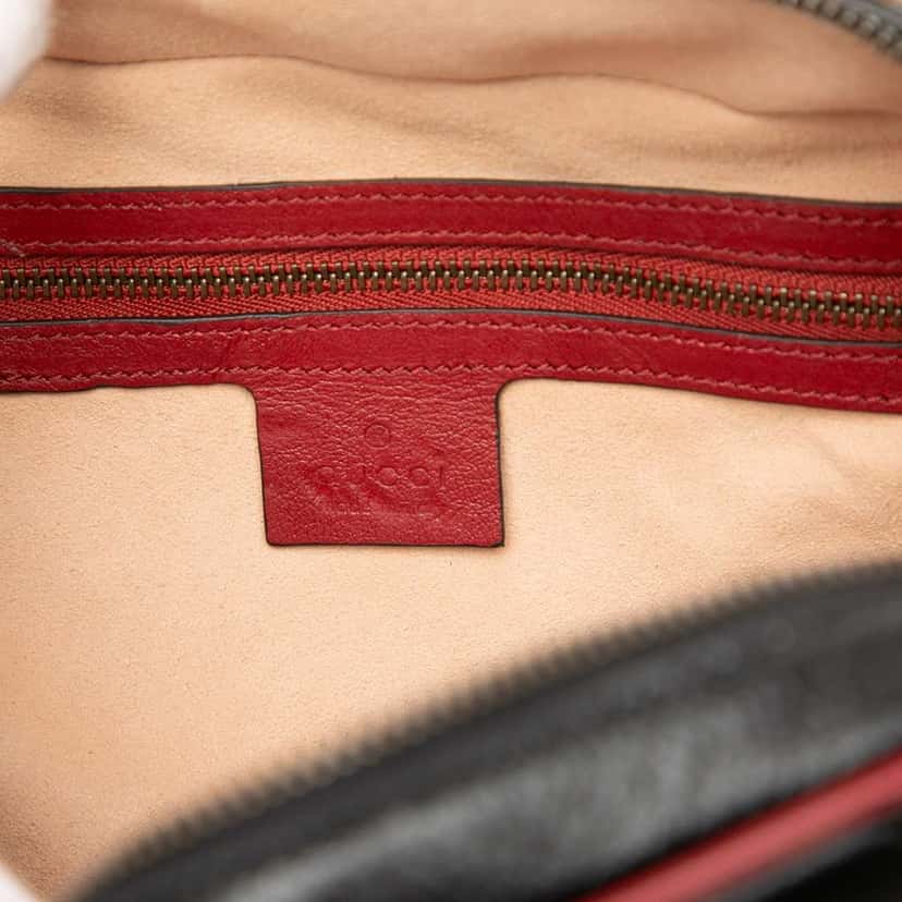 Gucci Small GG Marmont Matelasse Diagonal Leather Torchon Bamboo Satchel Black Leather Very good condition - Box View