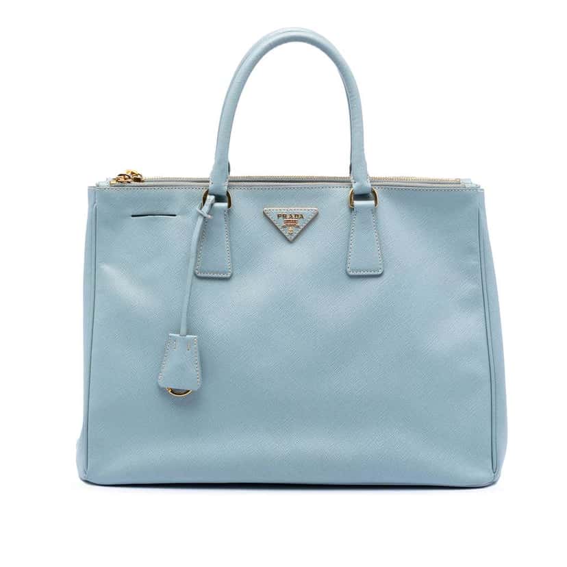 Prada Large Saffiano Lux Galleria Double Zip Satchel Blue Leather Very good condition - Front View