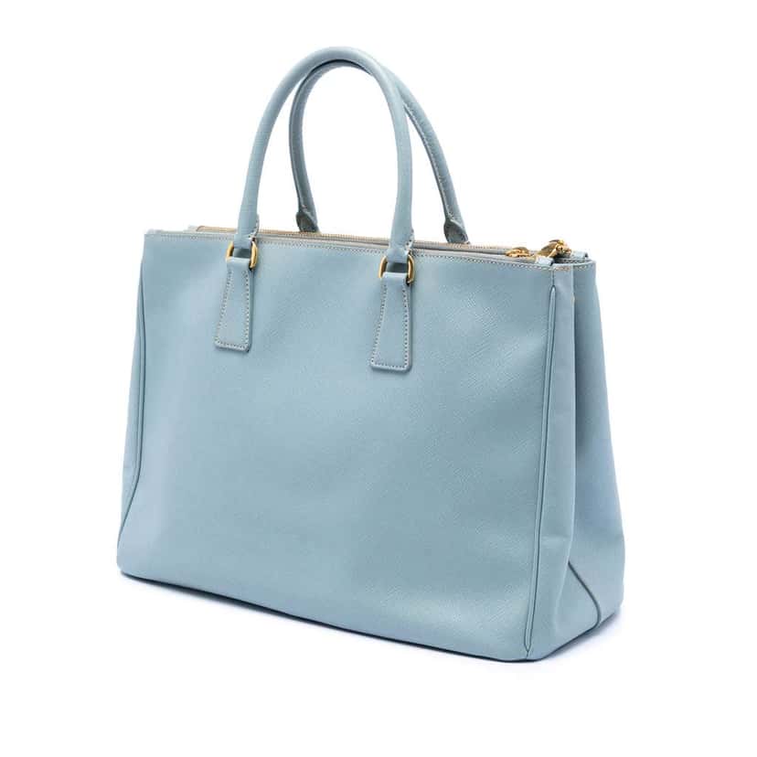 Prada Large Saffiano Lux Galleria Double Zip Satchel Blue Leather Very good condition - Back View