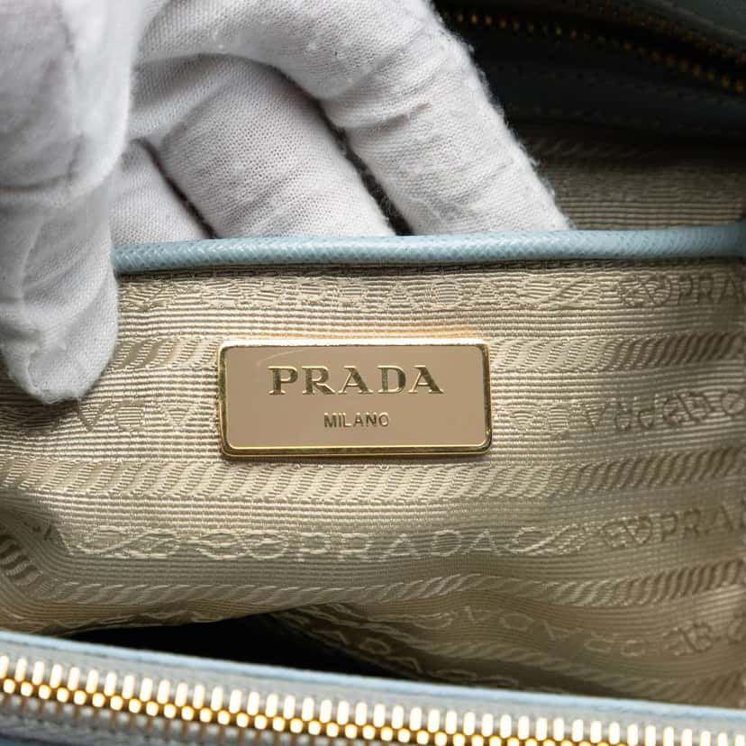 Prada Large Saffiano Lux Galleria Double Zip Satchel Blue Leather Very good condition - Box View