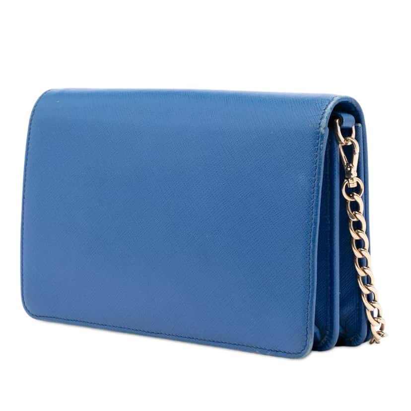 Prada Saffiano Lux Chain Crossbody Blue Leather Very good condition - Back View